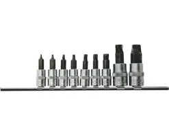 WGB Doppenset 1/4"+3/8" Met Gedraaide Bitinzet, 9-delig